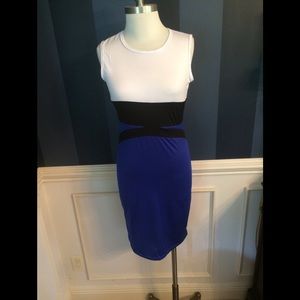 NWT Sleeveless Blue Black & White Dress.  Size M